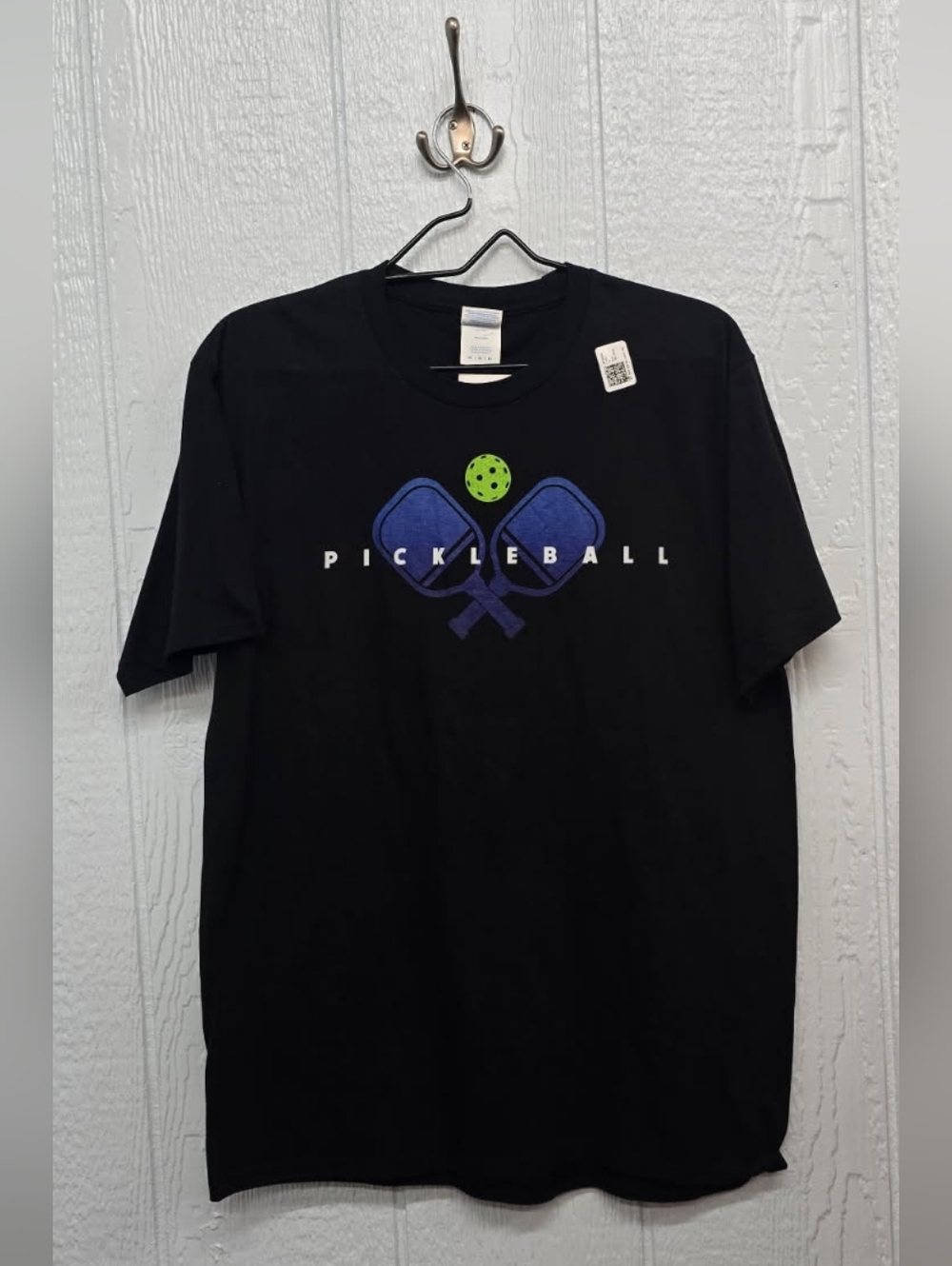 NWOT Medium Pickleball Graphic Tee - Black with Blue Paddles